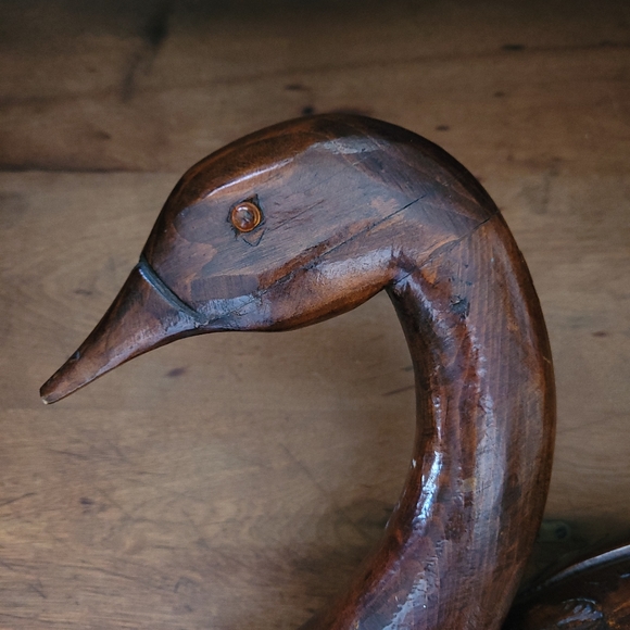 Rustic Cabin Wooden Duck Carved Bird Cabincore Shelf Decor Made in Canada - Picture 5 of 13